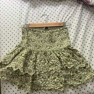 Zara green print skirt